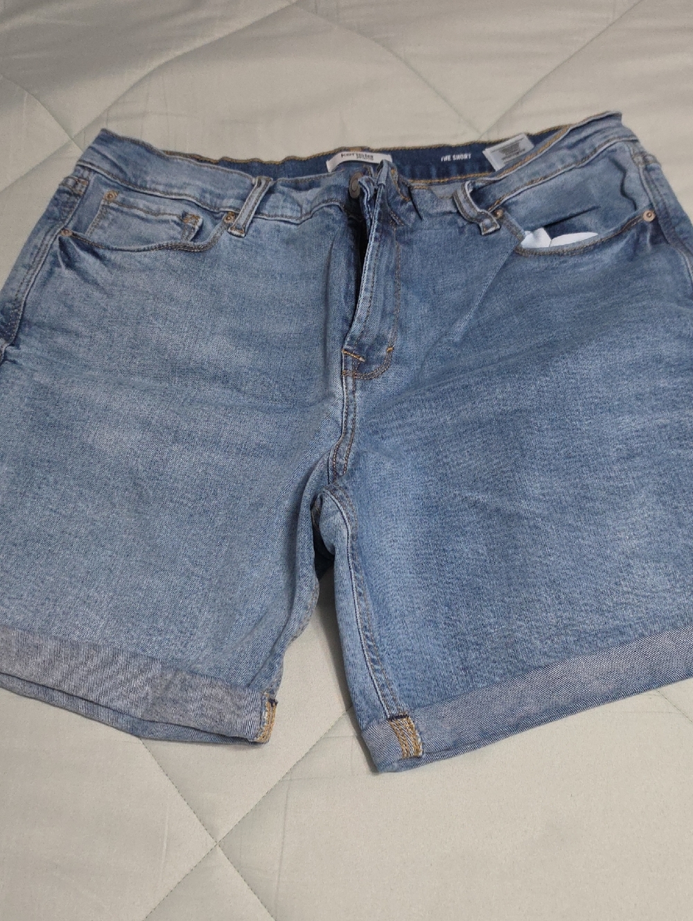 Kensie Blue Denim High-Rise Casual Shorts